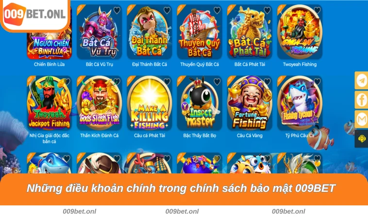 Những điều khoản chính trong chính sách bảo mật 009BET