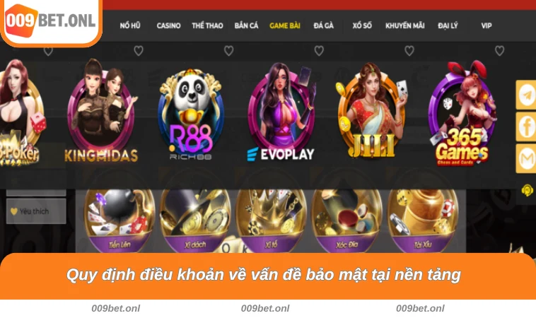 Quy định điều khoản về vấn đề bảo mật tại nền tảng