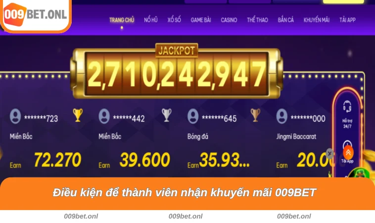 Điều kiện để thành viên nhận khuyến mãi 009BET