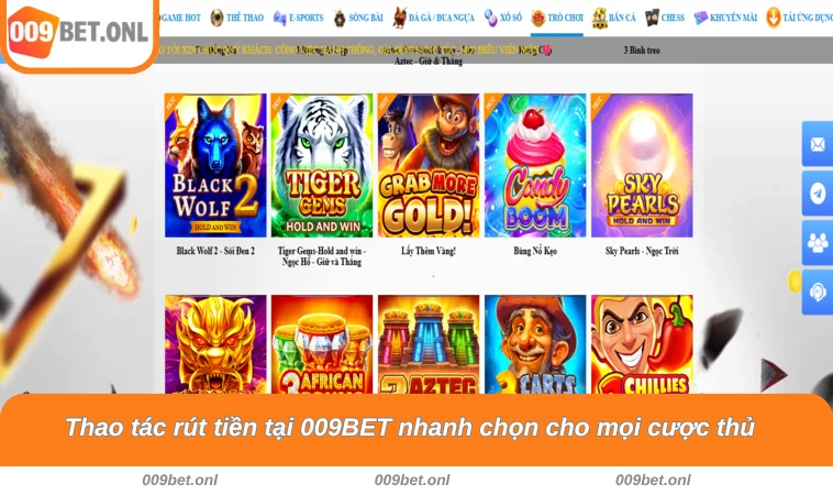Thao tác rút tiền tại 009BET nhanh chọn cho mọi thành viên